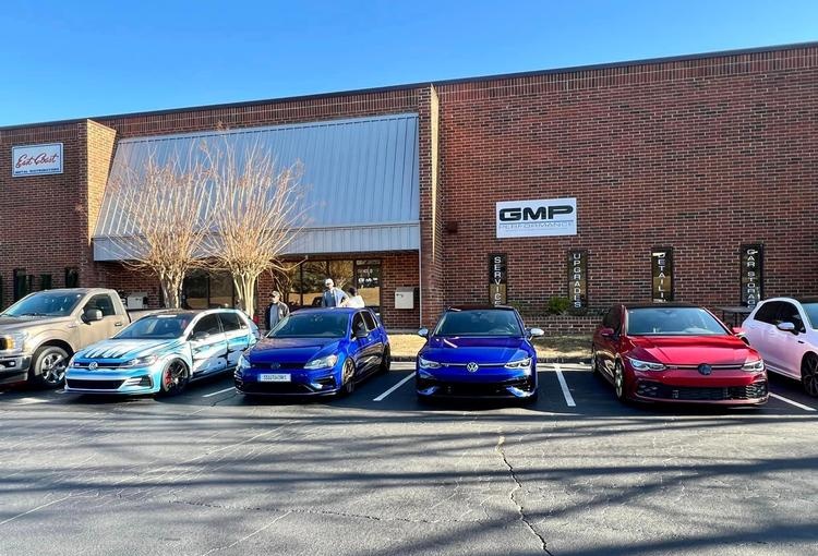 The GMP Performance South Atlanta building in Peachtree City with customer cars parked out front